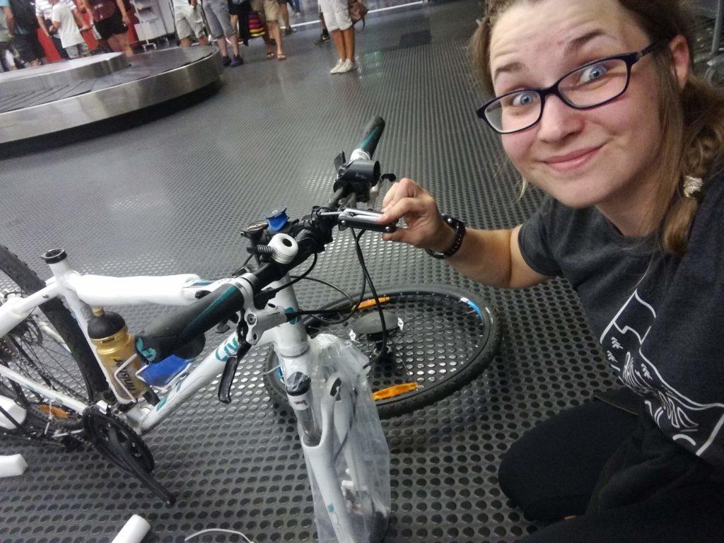 Assembling the bike on the airport