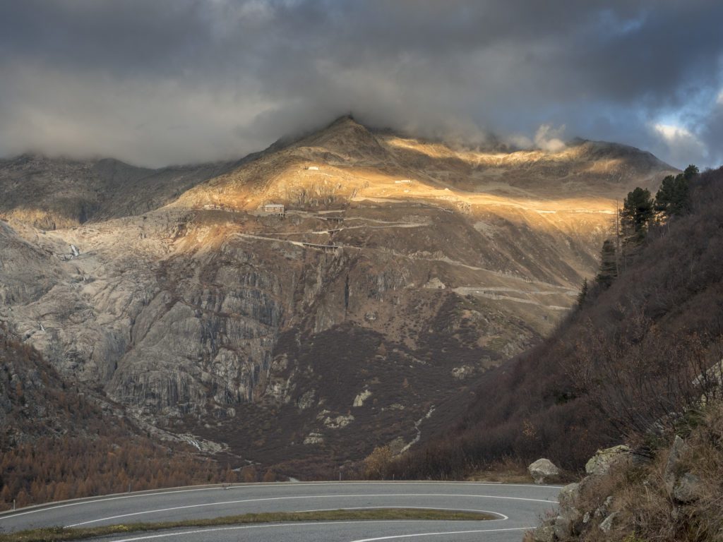 Driving furka pass, switzerland