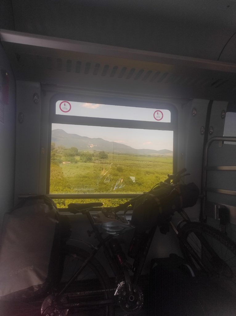 taking bicycle on a train in greece