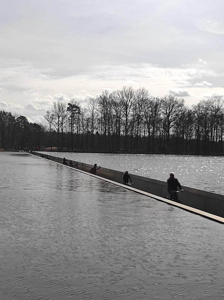 cycling through the water in Belgium