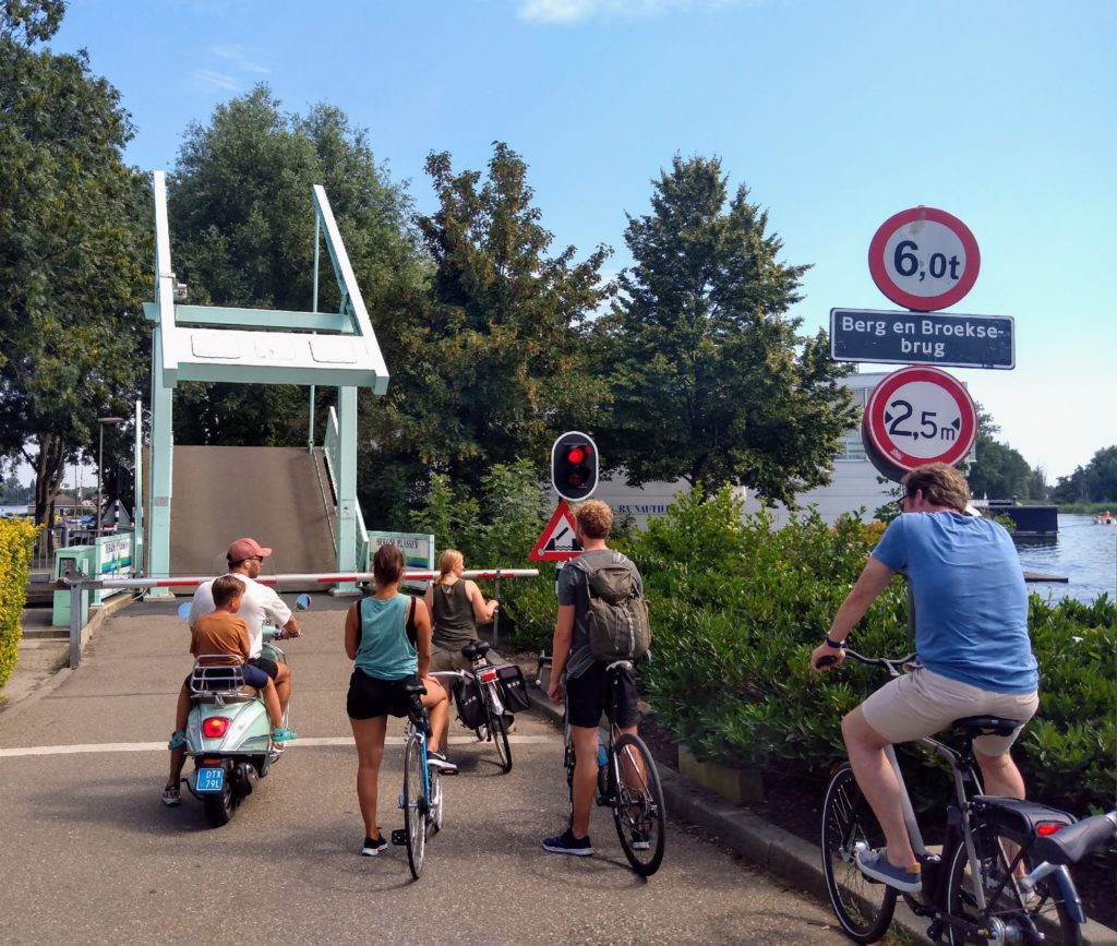 cycling in the Netherlands - sometimes you need to wait on a bridge to cross the canal