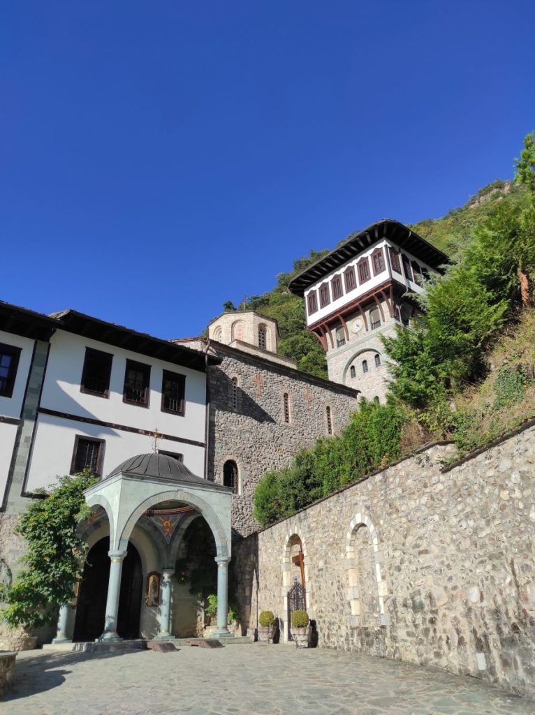 Monastery in Mavrovo National Park in North Macedonia - one of the most unique stays I found on booking.com during my bicycle travels