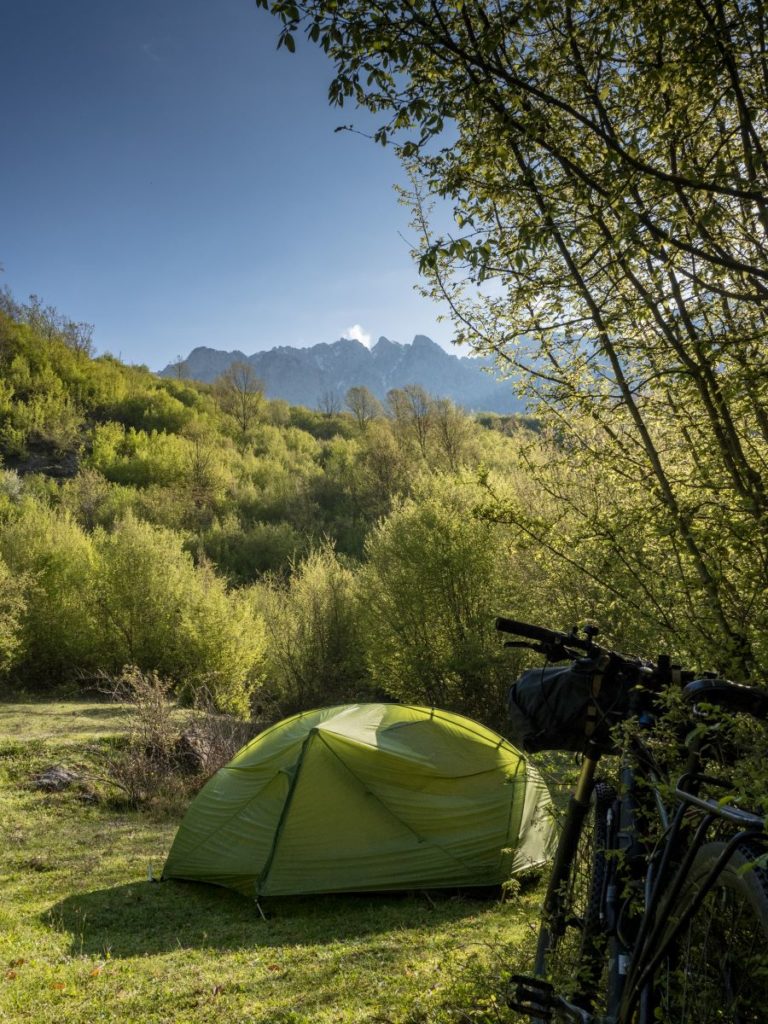 wild camping on a bicycle tour